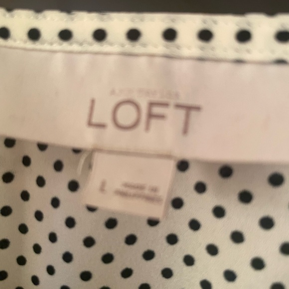 LOFT Polka Dot Sleeveless Blouse L – Ruffle & Tie Neck, Classic Chic - Picture 4 of 5